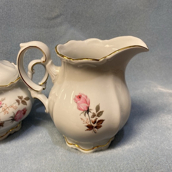 PinkRose Mitterteich Bavaria Germany Creamer and Lidded Sugar Bowl set - Picture 7 of 15